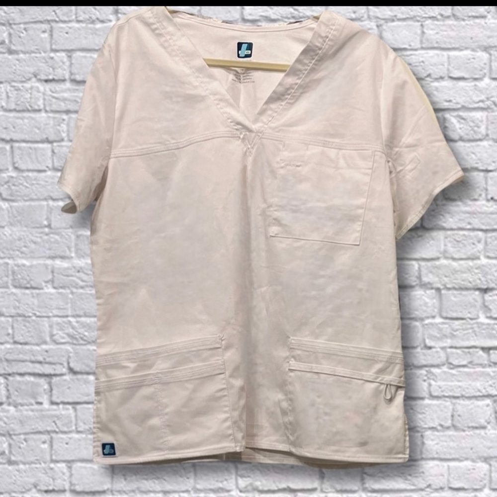Adar Medical Uniforms- White V-Neck Scrub Top